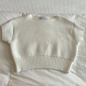 Zara Short Sleeve Crop Knit Top